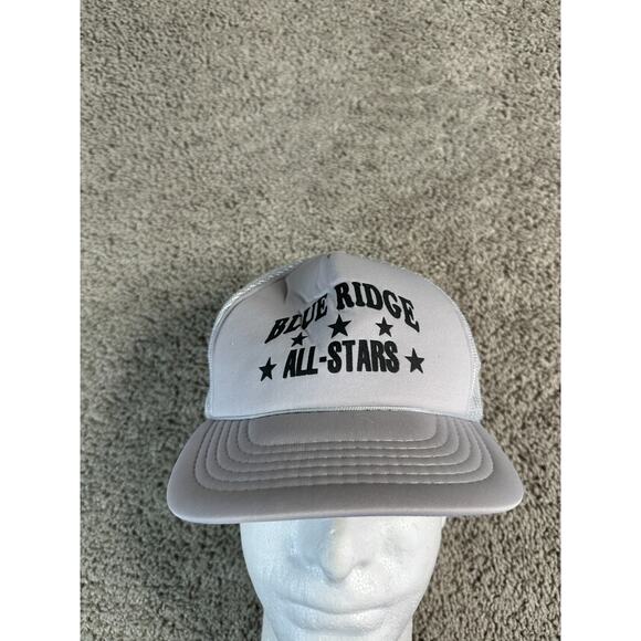 VINTAGE Blue Ridge All Stars Trucker Hat Mens OS Gray Foam Snapback Cap - Picture 2 of 9